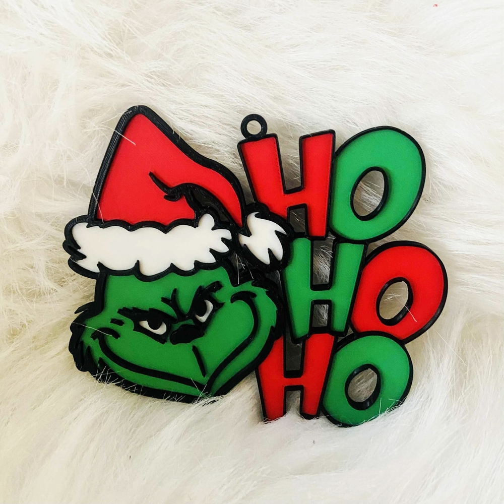 Grinch Christmas Ornament with Santa Hat